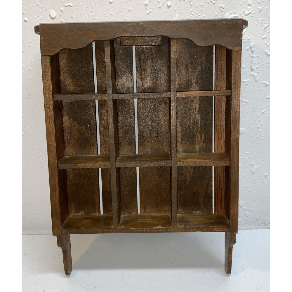 Vintage Country Wood Shadow Box Wall Shelf Curio Knick Knack Miniature Figurines